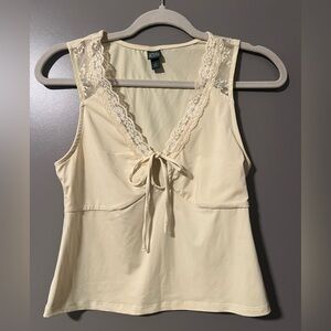 Wild Fable Pale Yellow V-neck Lace-Trim Tank/Camisole